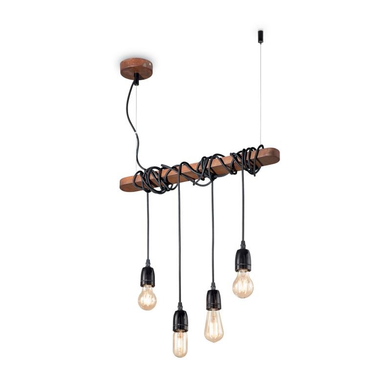 IdealLux-176352 - Electric - Black and Corten Metal 4 Light over island Fitting