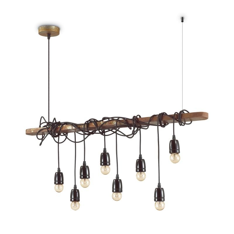 IdealLux-176369 - Electric - Black and Corten Metal 8 Light over island Fitting
