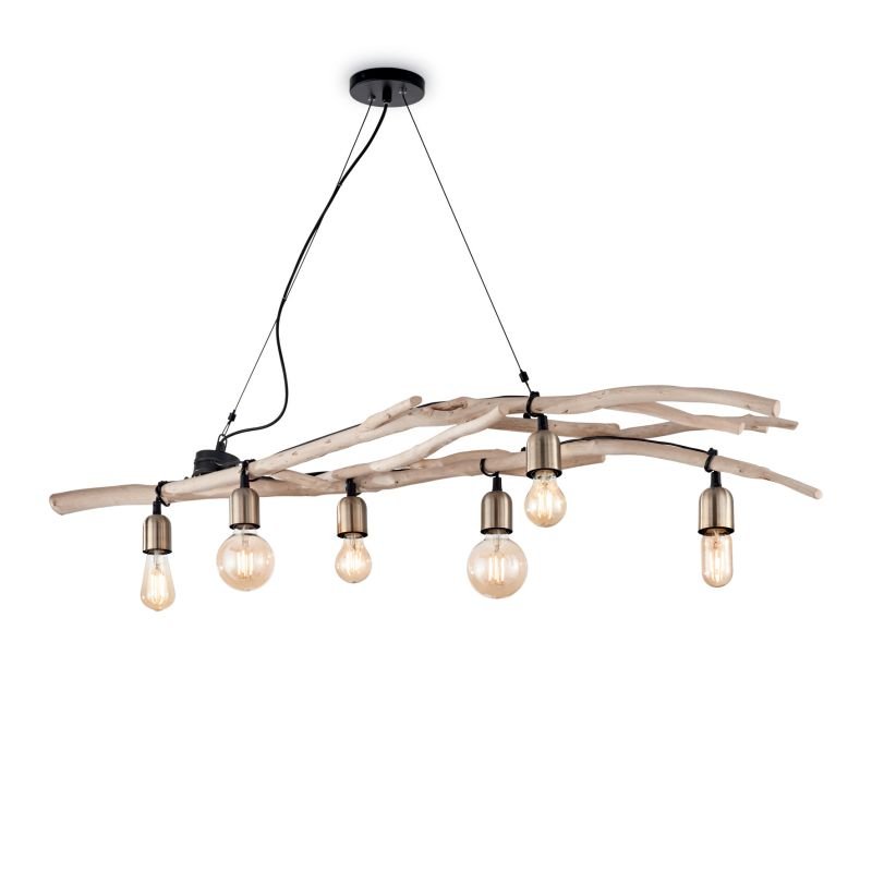 IdealLux-180922 - Driftwood - Natural Wood Branch 6 Light over Island Fitting