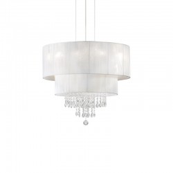 Opera - Chrome 4 Light Pendant with White Organza & Crystal Opera - Chrome 4 Light Pendant with White Organza & Crystal