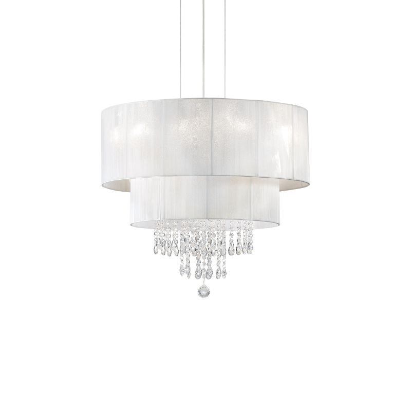 IdealLux-182179 - Opera - White Organza with Crystal 4 Light Hanging Pendant
