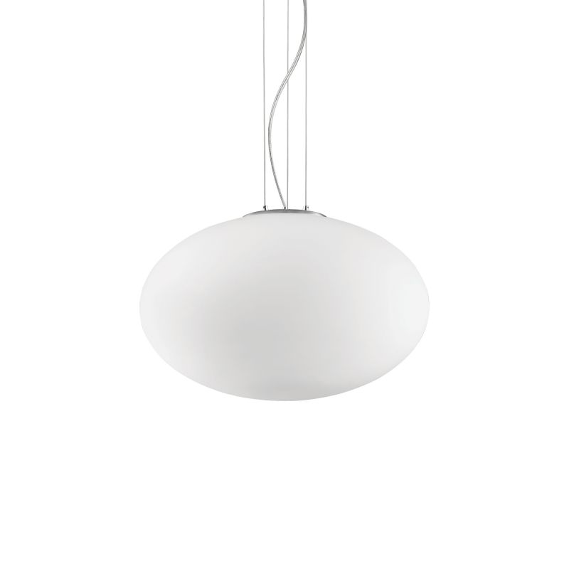 Ceiling Lights - Candy - Oval White Glass Single Pendant ∅ 40 IdealLux-086736 - Candy - Oval White Glass Single Pendant ∅ 40