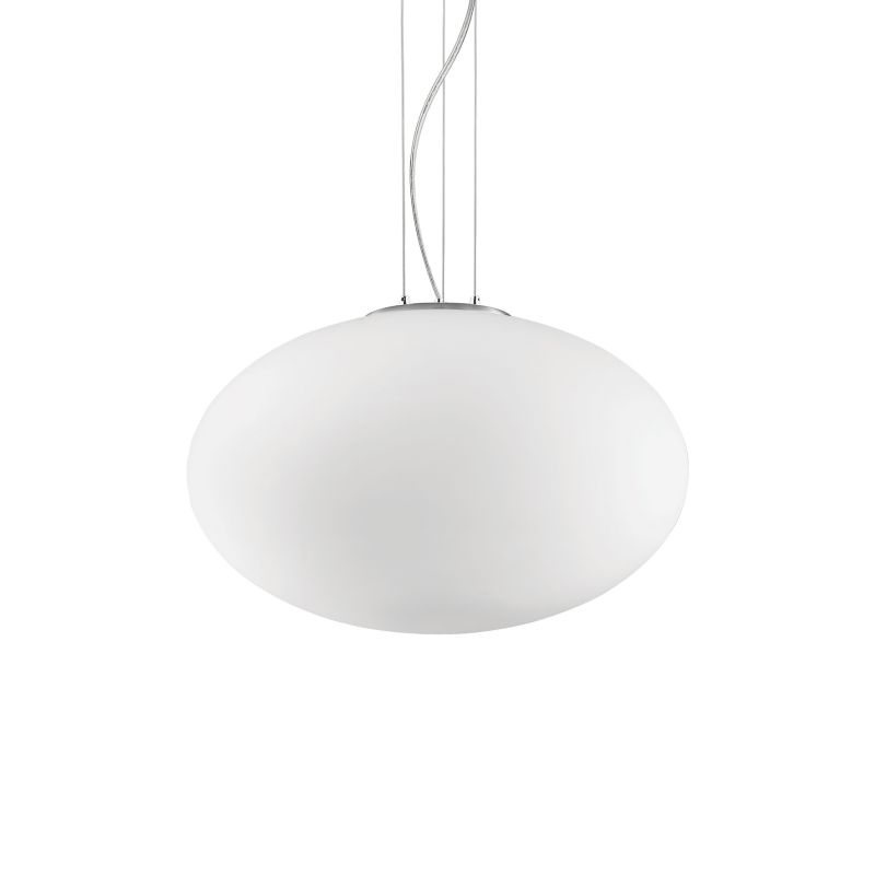 Ceiling Lights - Candy - Oval White Glass Single Pendant ∅ 50 IdealLux-086743 - Candy - Oval White Glass Single Pendant ∅ 50