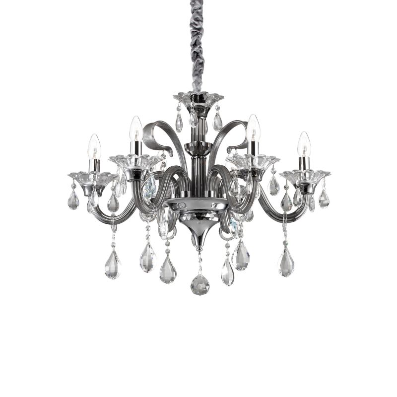 IdealLux-081502 - Colossal - Grey and Clear Glass with Chrome 6 Light Chandelier