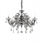 Colossal - Chrome 8 Light Chandelier with Grey & Clear Glass Colossal - Chrome 8 Light Chandelier with Grey & Clear Glass