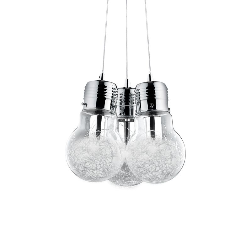 IdealLux-081762 - Luce max - Clear Glass with Aluminum Thread 3 Light Pendant