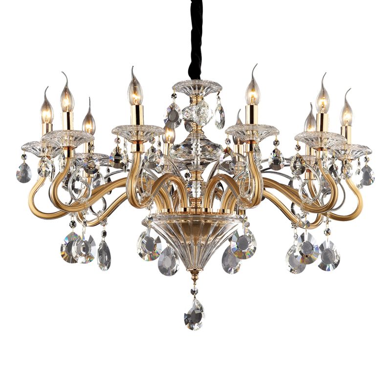 Crystal & Acrylic - Negresco - Gold with Glass and Crystal 10 Light Chandelier IdealLux-087771 - Negresco - Gold with Glass and Crystal 10 Light Chandelier