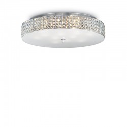 Roma - Chrome 12 Light Ceiling Lamp with Crystal & Glass Diffuser Roma - Chrome 12 Light Ceiling Lamp with Crystal & Glass Diffuser