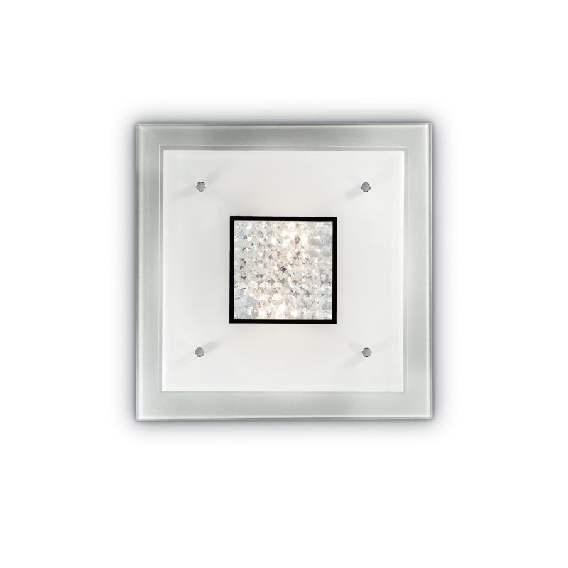 Ceiling Lights - Steno - Square Glass with Crystal 2 Light Ceiling Lamp IdealLux-087573 - Steno - Square Glass with Crystal 2 Light Ceiling Lamp
