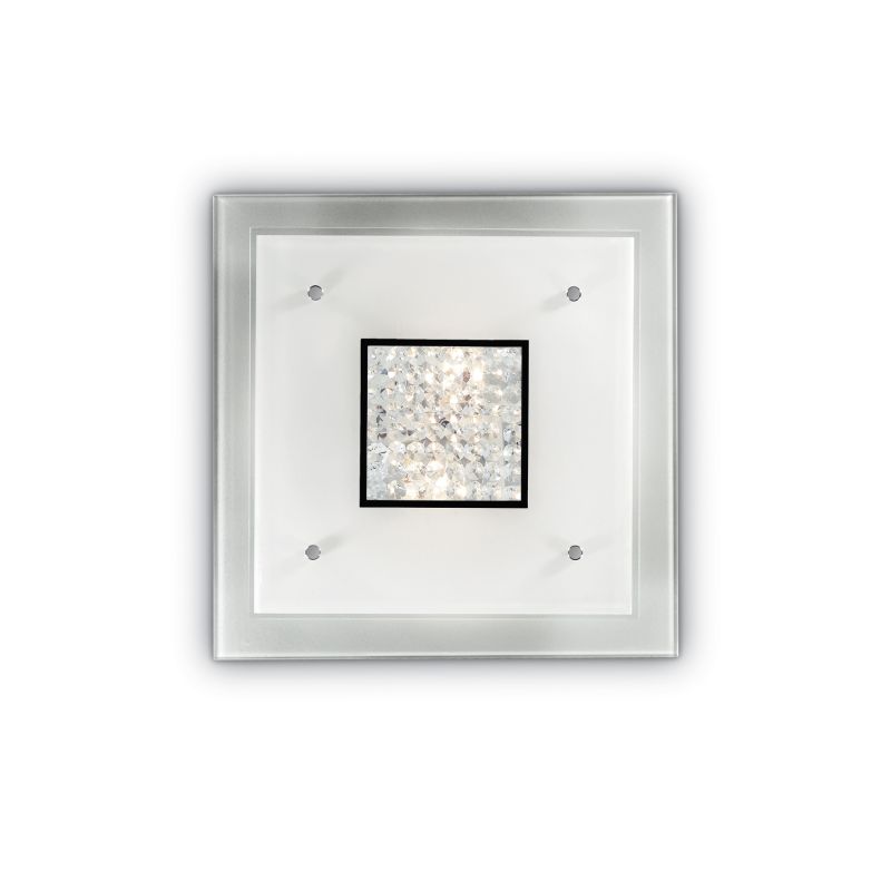Ceiling Lights - Steno - Square Glass with Crystal 3 Light Ceiling Lamp IdealLux-087580 - Steno - Square Glass with Crystal 3 Light Ceiling Lamp