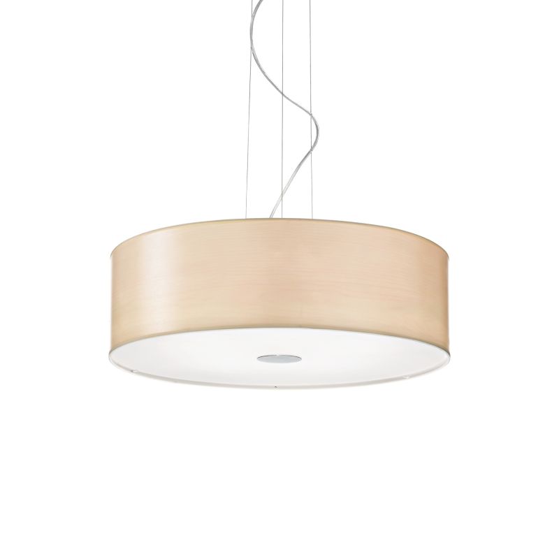 IdealLux-087719 - Woody - Begie Fabric with Frosted Glass 5 Light Pendant
