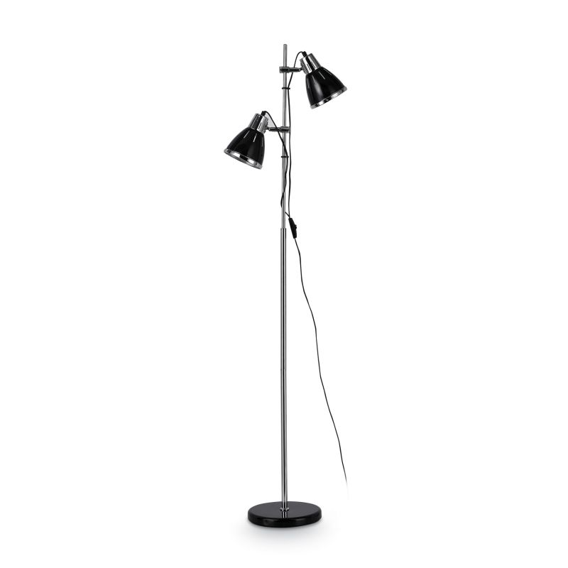 Table & Floor Lamp - Elvis - Black with Chrome 2 Light Floor Lamp IdealLux-001197 - Elvis - Black with Chrome 2 Light Floor Lamp