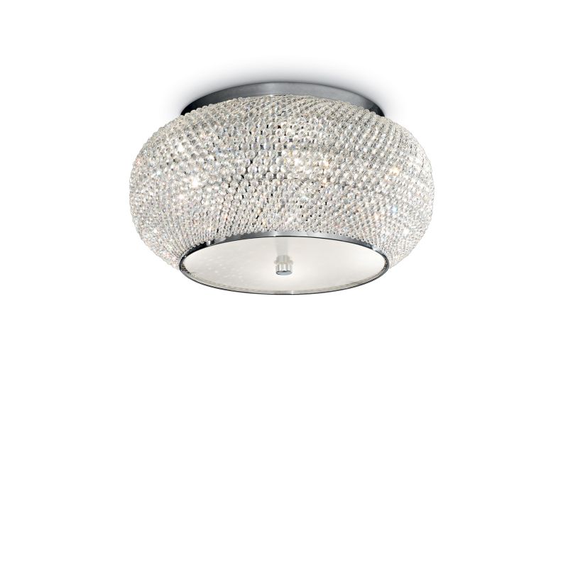 IdealLux-100784 - Pasha - Crystal with Chrome 6 Light Ceiling Lamp