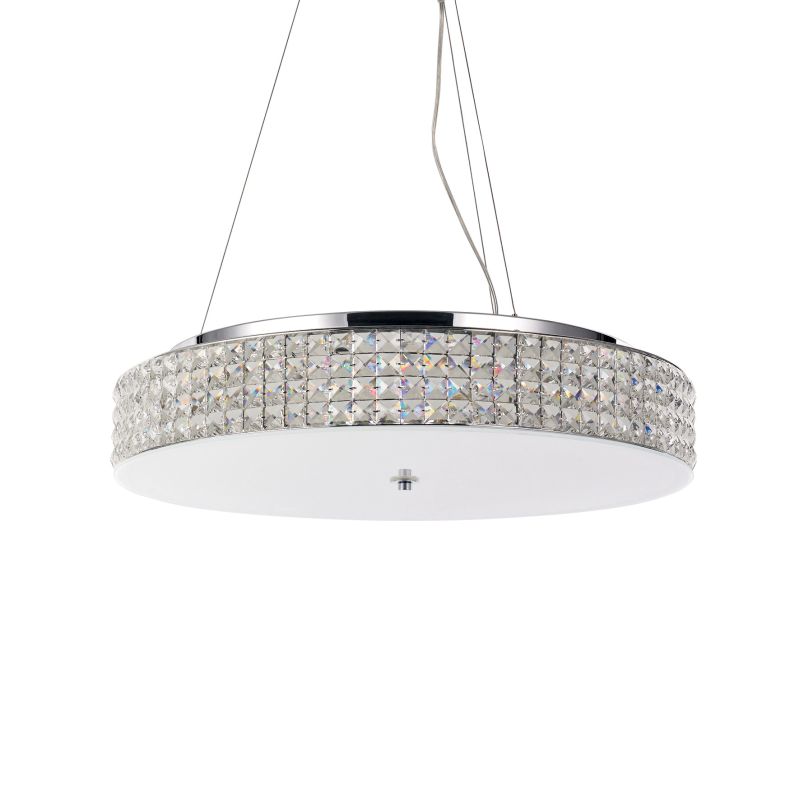 IdealLux-093062 - Roma - Crystal with Glass Diffuser 12 Light Hanging Pendant