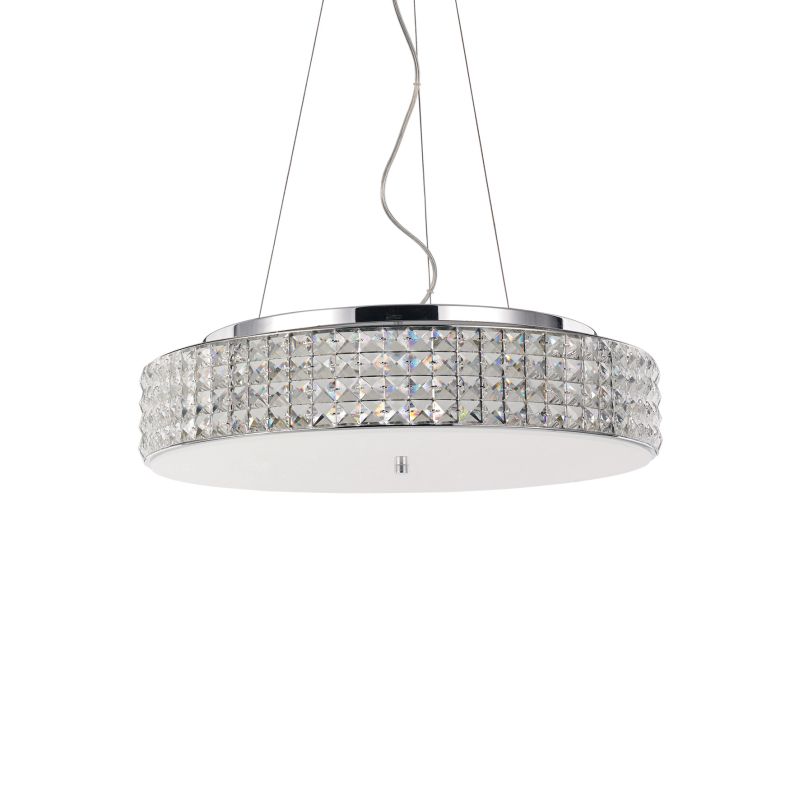 IdealLux-093048 - Roma - Crystal with Glass Diffuser 9 Light Hanging Pendant