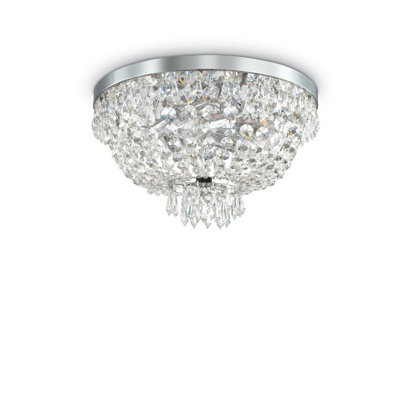Crystal & Acrylic - Caesar - Crystal with Chrome 5 Light Ceiling Lamp IdealLux-103792 - Caesar - Crystal with Chrome 5 Light Ceiling Lamp