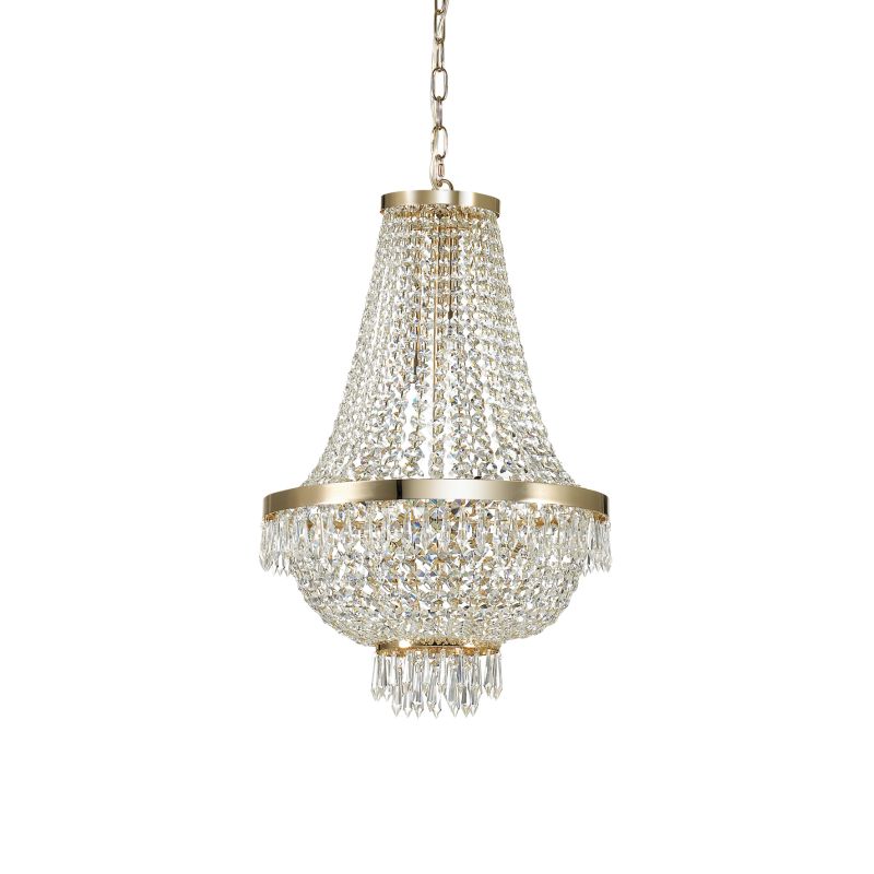 IdealLux-114736 - Caesar - Crystal with Gold 9 Light Chandelier