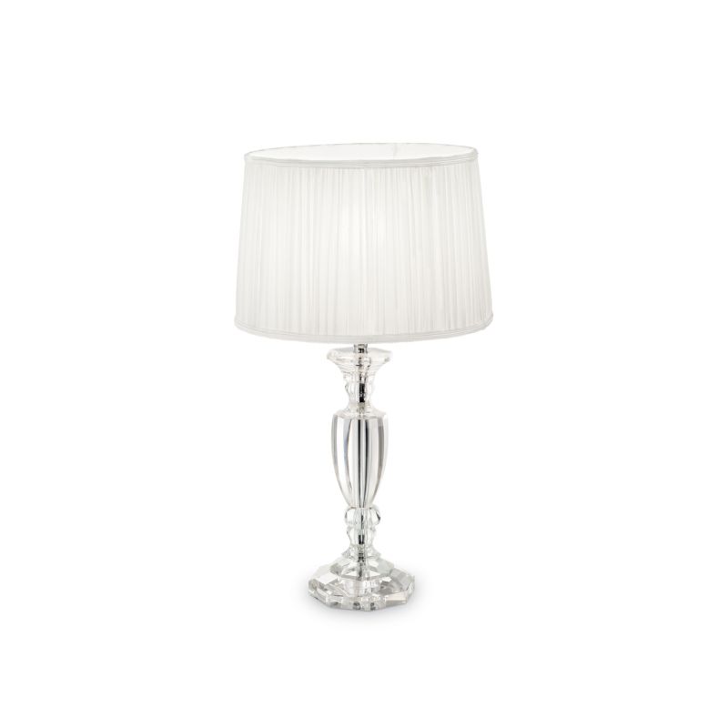 IdealLux-122878 - Kate - White Organza with Crystal Table Lamp -Round