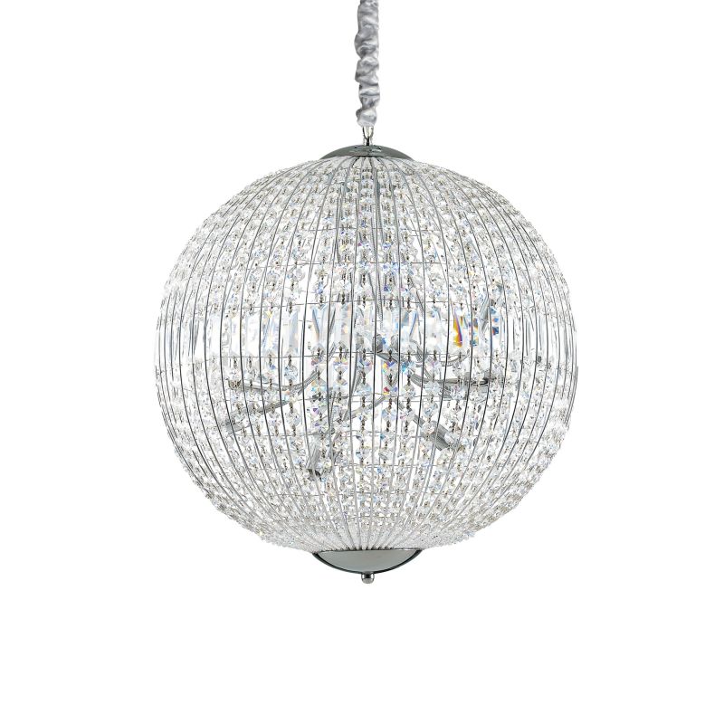 IdealLux-116235 - Luxor - Crystal Globe with Chrome 12 Light Hanging Pendant