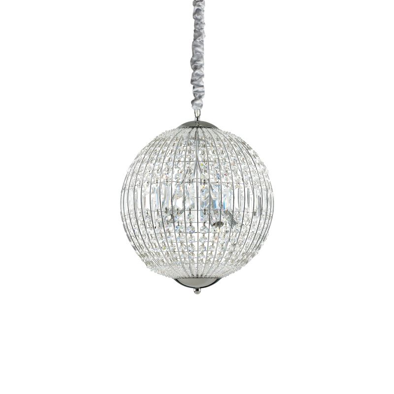 IdealLux-092911 - Luxor - Crystal Globe with Chrome 6 Light Hanging Pendant