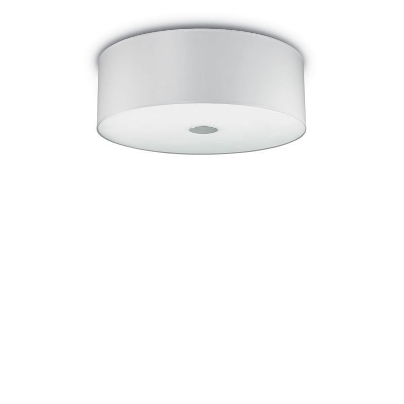 IdealLux-103266 - Woody - White Fabric with Frosted Glass 4 Light Flush