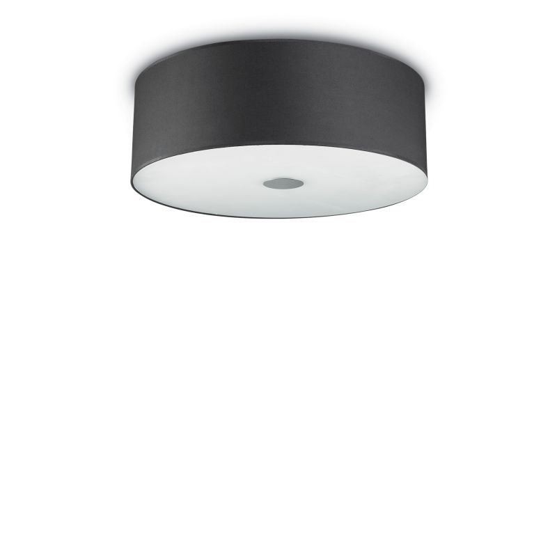 IdealLux-103273 - Woody - Black Fabric with Frosted Glass 4 Light Flush