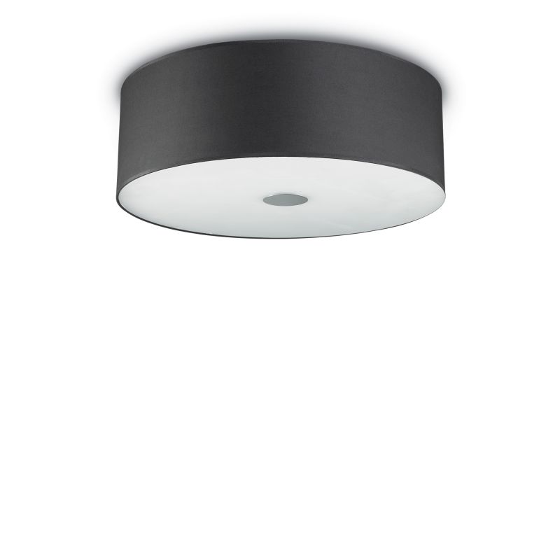 IdealLux-122212 - Woody - Black Fabric with Frosted Glass 5 Light Flush