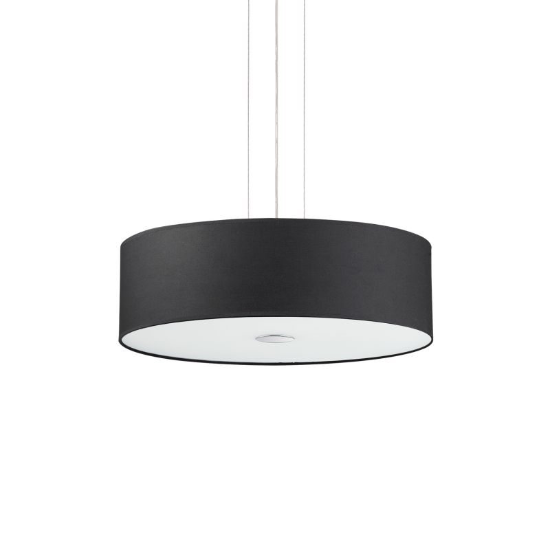 IdealLux-122243 - Woody - Black Fabric with Frosted Glass 4 Light Pendant