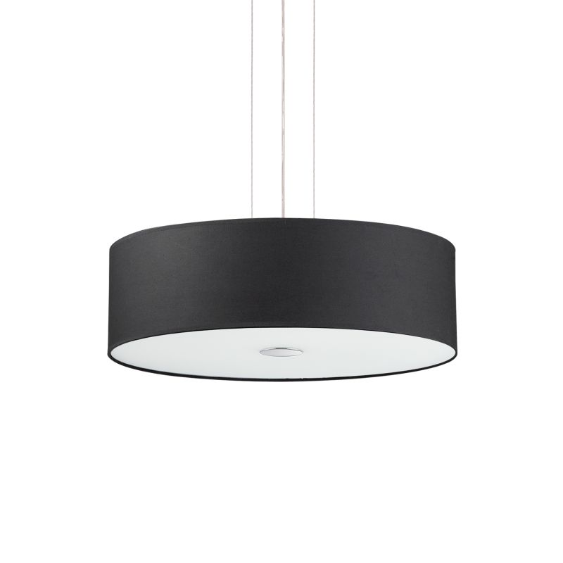 IdealLux-105628 - Woody - Black Fabric with Frosted Glass 5 Light Pendant