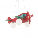 Avion - Kids Red Airplane Wood 3 Light Pendant Avion - Kids Red Airplane Wood 3 Light Pendant
