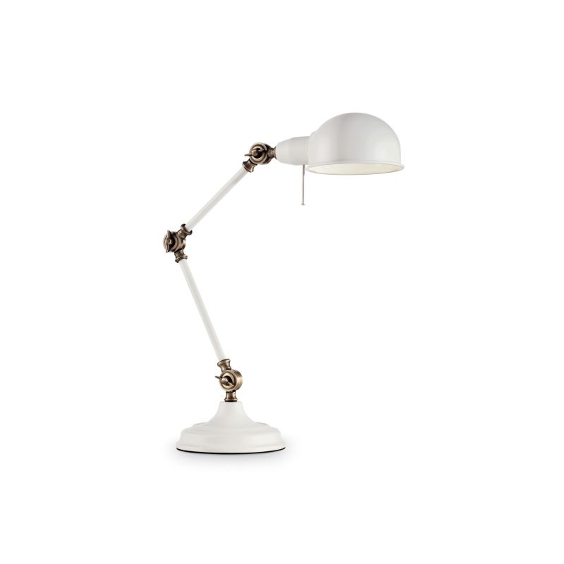 IdealLux-145198 - Truman - Adjustable White with Brass Desk Lamp