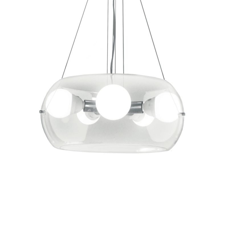 Ceiling Lights - Audi-10 - Round Transparent Glass with Chrome 5 Light Pendant IdealLux-016863 - Audi-10 - Round Transparent Glass with Chrome 5 Light Pendant