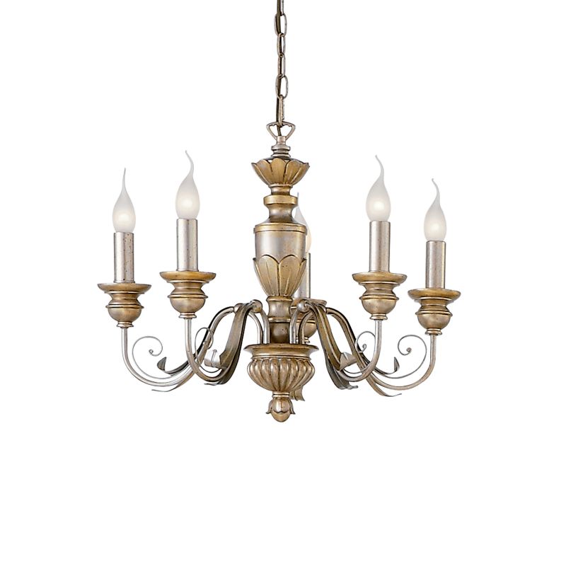 Ceiling Lights - Dora - Antique Gold with Leaf 5 Light Pendant IdealLux-020822 - Dora - Antique Gold with Leaf 5 Light Pendant