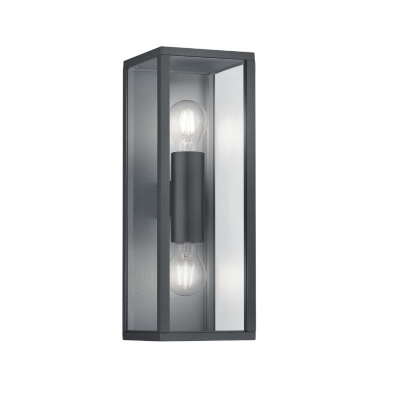 - Garonne - Anthracite 2 Light Wall Lamp with Clear Glass Trio-201860242 - Garonne - Anthracite 2 Light Wall Lamp with Clear Glass