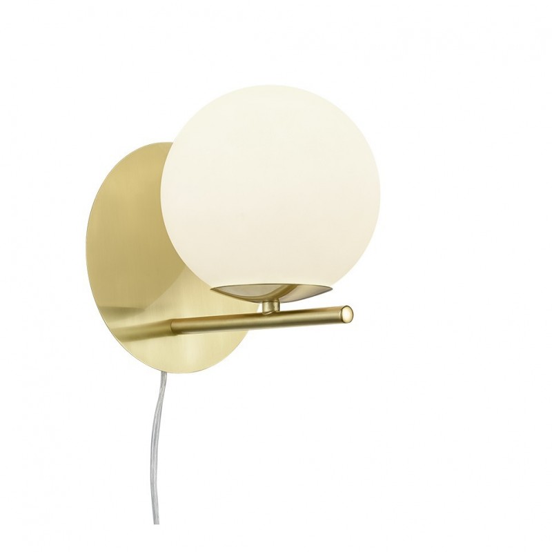 - Pure - Matt Brass Plug-in Wall Lamp with White Glass Trio-202000108 - Pure - Matt Brass Plug-in Wall Lamp with White Glass