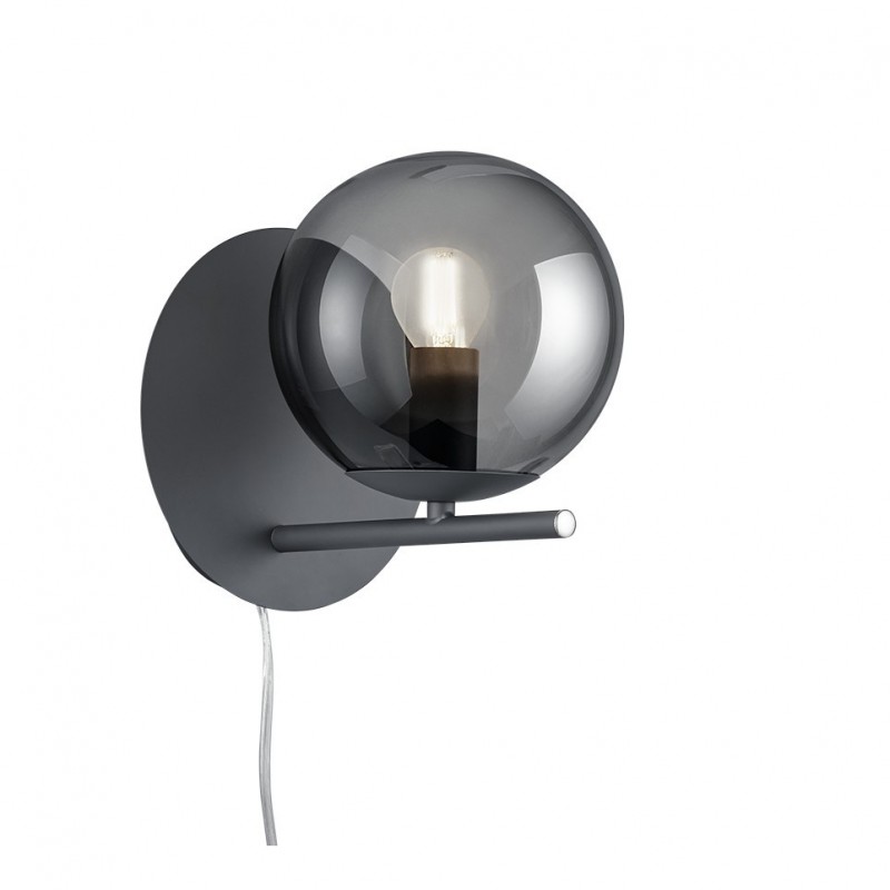 - Pure - Anthracite Plug-in Wall Lamp with Smoked Glass Trio-202000142 - Pure - Anthracite Plug-in Wall Lamp with Smoked Glass
