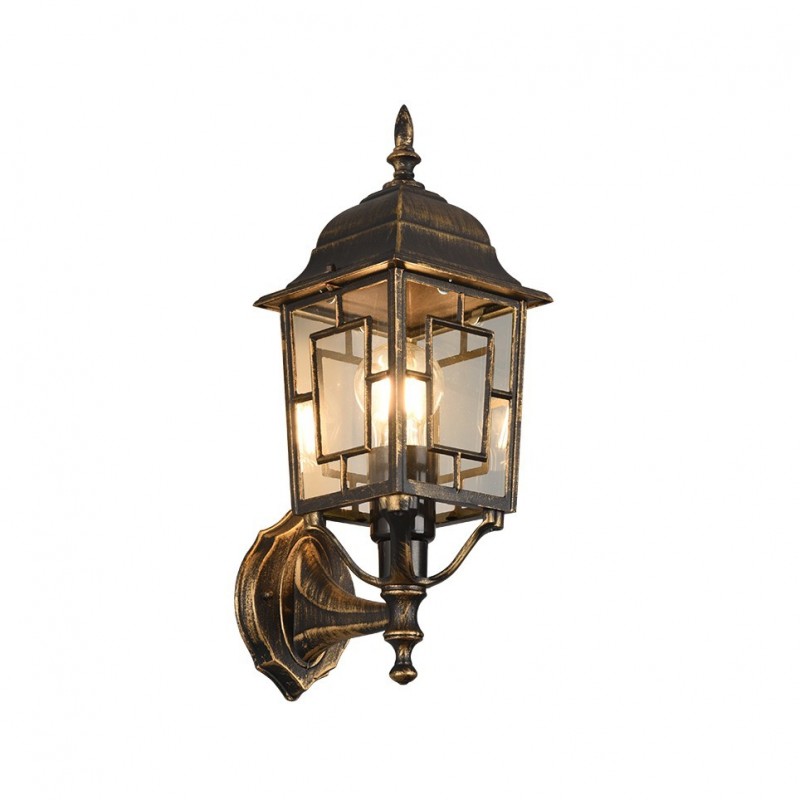 - Volturno - Black & Gold Wall Lamp with Clear Diffuser Trio-205960128 - Volturno - Black & Gold Wall Lamp with Clear Diffuser