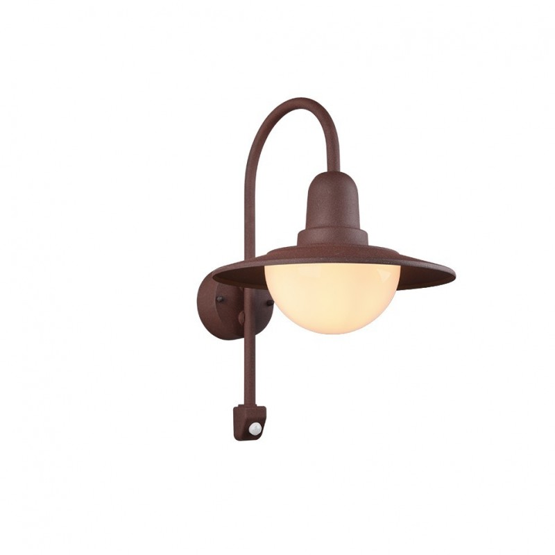 Trio-207269124 - Norman - Rusty PIR Wall Lamp with White Diffuser