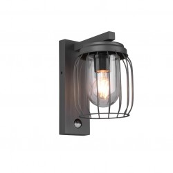 Tuela - Anthracite PIR Wall Lamp with Clear Glass Diffuser Tuela - Anthracite PIR Wall Lamp with Clear Glass Diffuser