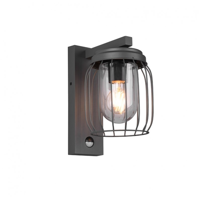 - Tuela - Anthracite PIR Wall Lamp with Clear Glass Diffuser Trio-210869142 - Tuela - Anthracite PIR Wall Lamp with Clear Glass Diffuser