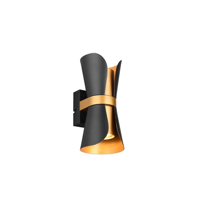 - Coat - Black & Gold 2 Light Wall Lamp Trio-218600280 - Coat - Black & Gold 2 Light Wall Lamp