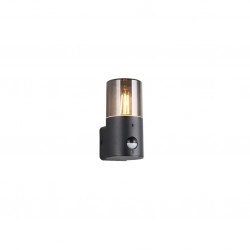 Hoosic - Matt Black PIR Wall Lamp with Smoked Diffuser Hoosic - Matt Black PIR Wall Lamp with Smoked Diffuser