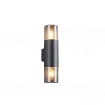 Hoosic - Matt Black 2 Light Wall Lamp with Smoked Diffuser Hoosic - Matt Black 2 Light Wall Lamp with Smoked Diffuser