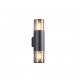 - Hoosic - Matt Black 2 Light Wall Lamp with Smoked Diffuser Trio-224060232 - Hoosic - Matt Black 2 Light Wall Lamp with Smoked Diffuser