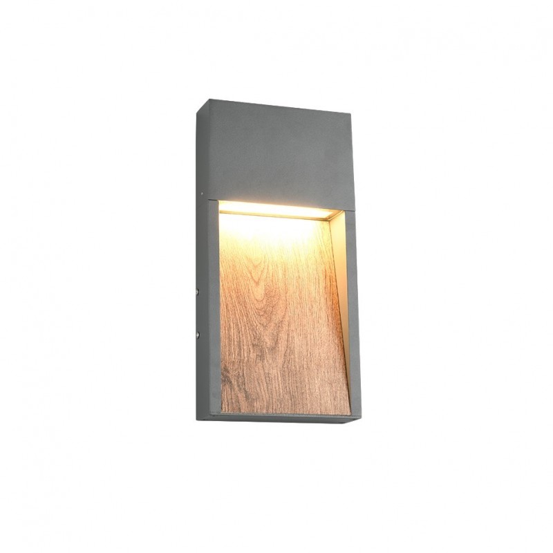 - Salmon - Anthracite LED Wall Lamp with Wood Imitation Trio-246960135 - Salmon - Anthracite LED Wall Lamp with Wood Imitation