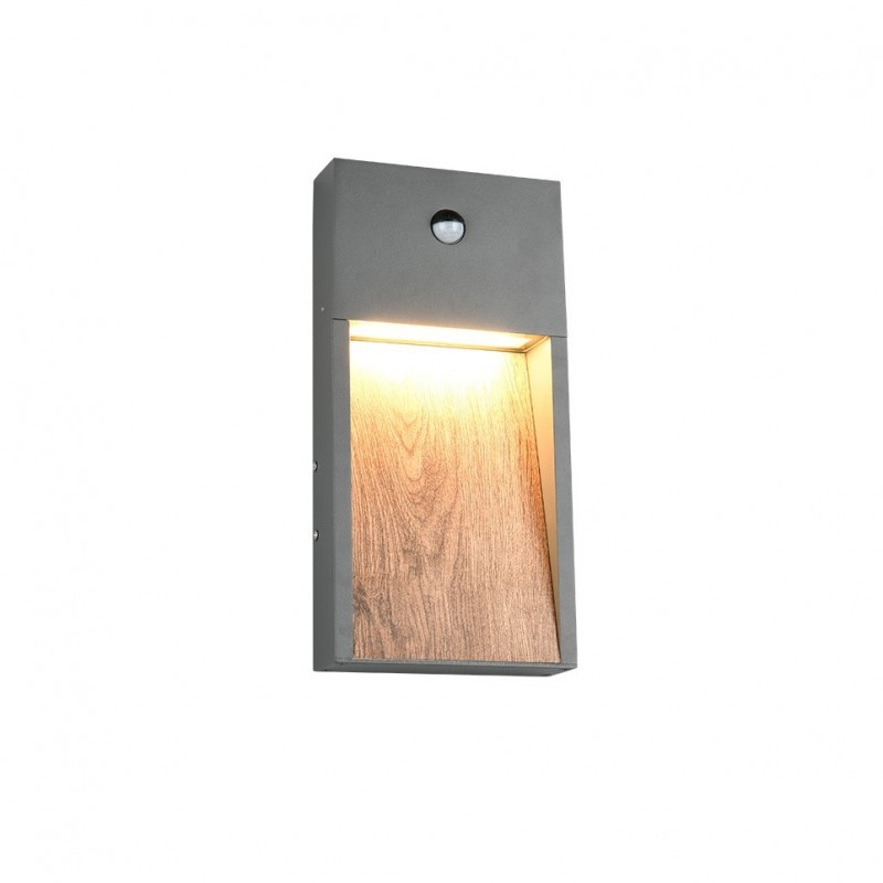- Salmon - Anthracite PIR Wall Lamp with Wood Imitation Trio-246969135 - Salmon - Anthracite PIR Wall Lamp with Wood Imitation