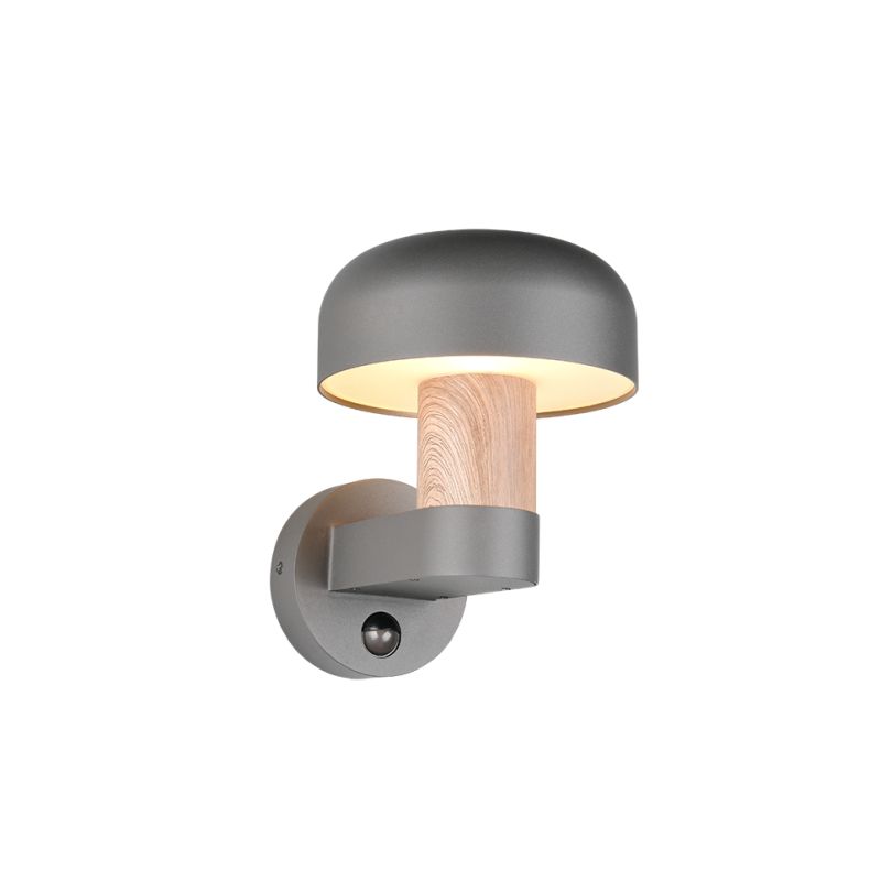 Trio-262569135 - Fraser - Anthracite & Wood Imitation PIR Wall Lamp IP54