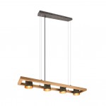Bell - Antique Nickel & Wood 4 Light over Island Fitting Bell - Antique Nickel & Wood 4 Light over Island Fitting