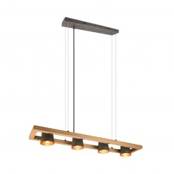 Bell - Antique Nickel & Wood 4 Light over Island Fitting Bell - Antique Nickel & Wood 4 Light over Island Fitting