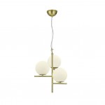 Pure - Matt Brass 3 Light Centre Fitting with White Glass